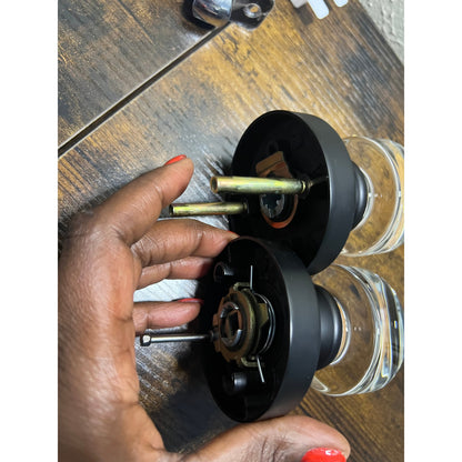 Naubea Matte Black Door Knob Privacy Door Knobs Glass Door Knobs Interior, Vintage Round Crystal Door Knob For Bedroom Bathroom
