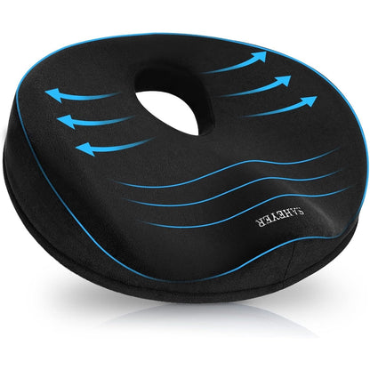 Donut Pillow for Tailbone Pain Relief and Hemorrhoids, Memory Foam Donut,Black