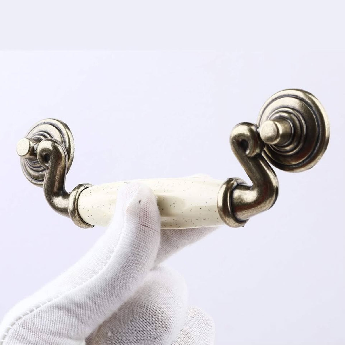 MuDuJia 4 Pack 4 1/2" Drop Handle Ceramic Drawer Pull Antique Bronze Dresser