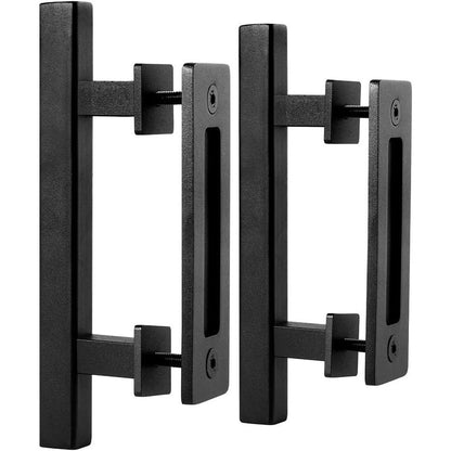 EaseLife 2 Pack 10" Sliding Barn Door Pull Handle With Flush Hardware Set
