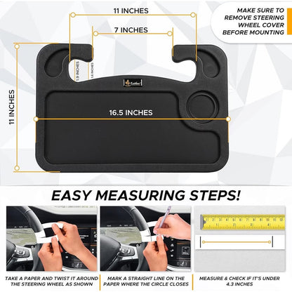 EcoNour 2 In 1 Car Steering Wheel Desk | Tray For Laptop Car Mount With PenBlack