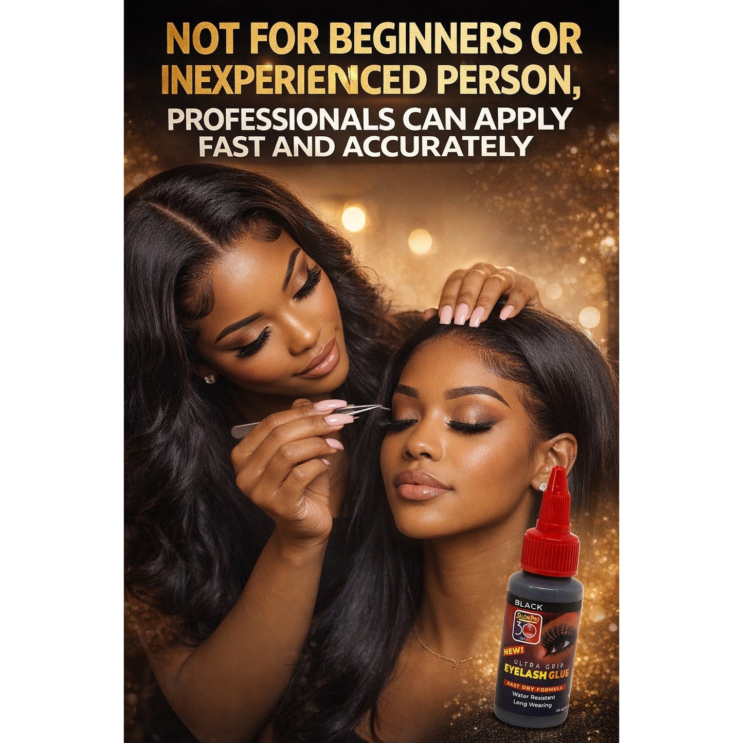 Salon Pro 30 Second Eyelash Glue 12 Bottles for Strip Lashes 1 Fl. oz ea (Black)