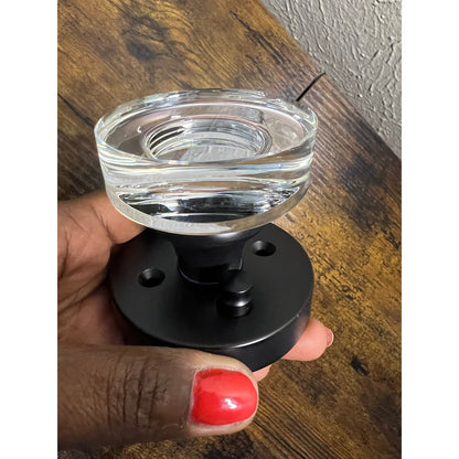 Naubea Matte Black Door Knob Privacy Door Knobs Glass Door Knobs Interior, Vintage Round Crystal Door Knob For Bedroom Bathroom