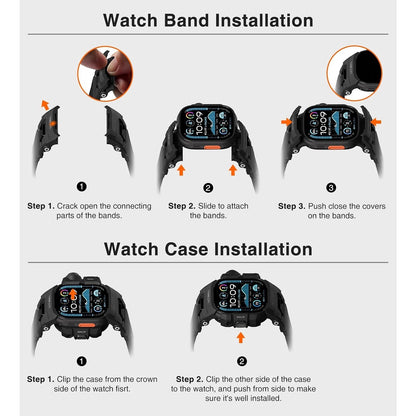 ULTIMAL Rugged Case With Band For Apple Watch 49mm,Compatible With Black, 49mm