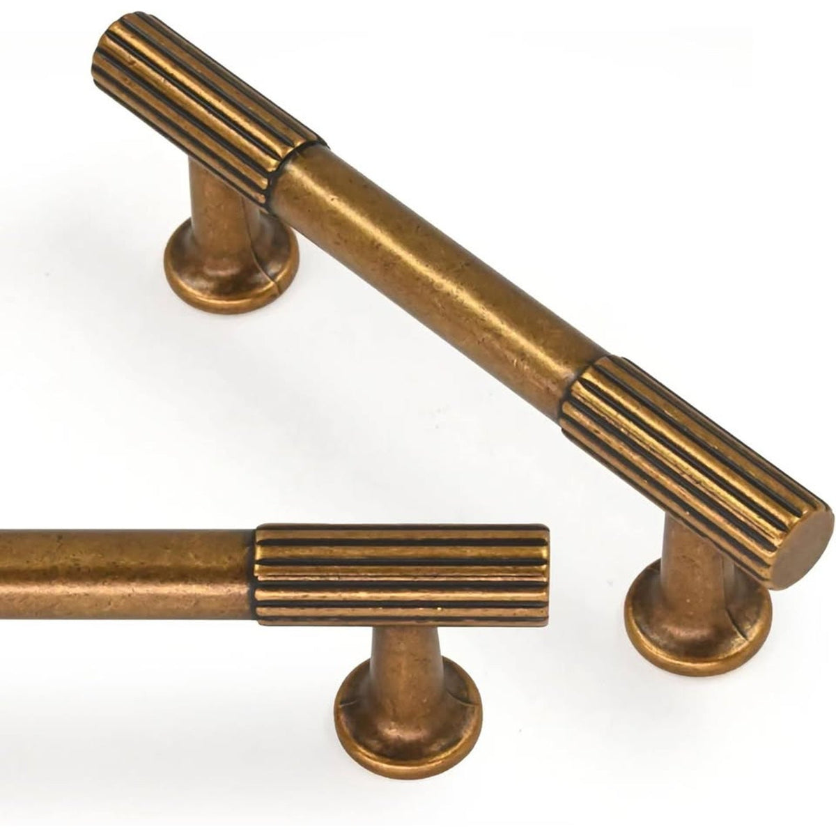 Asimerdeco 10 Pack Antique Brass Cabinet Pulls 3 Inch(76mm) Kitchen Cabinet Hand