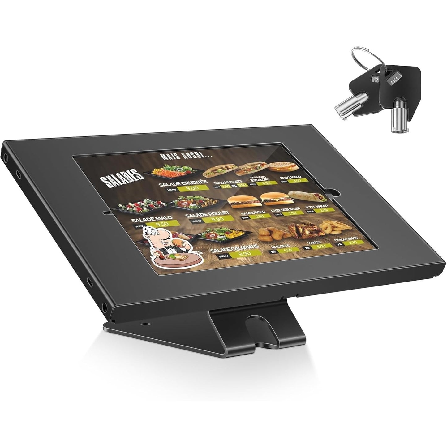 AboveTEK Anti-Theft Tablet Stand – IPad Locking & Security Stand, Countertop & Wall Mount POS Stand, 360° Swivel Kiosk Stand For IPad/IPad Air/IPad Pro – Ideal For Retail Business (Black).