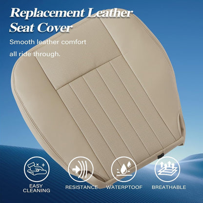 GXARTS Tan#KC Leather Driver Side Bottom Seat Cover Perforated Replacement(1pcs)