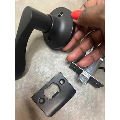 Goldenwarm Front Door Handle, Matte Black Door Handle Exterior No Lock