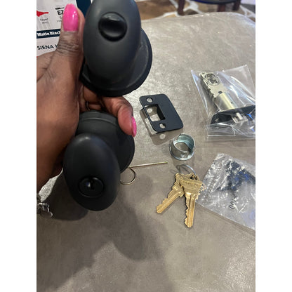 SCHLAGE F51A SIE 622 AND Siena Knob with Andover Trim Keyed Entry LocMatte Black