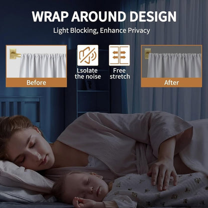 ZYRW Gold Curtain Rods, Room Darkening Rod For Windows 48 To 90 Inches-Gold