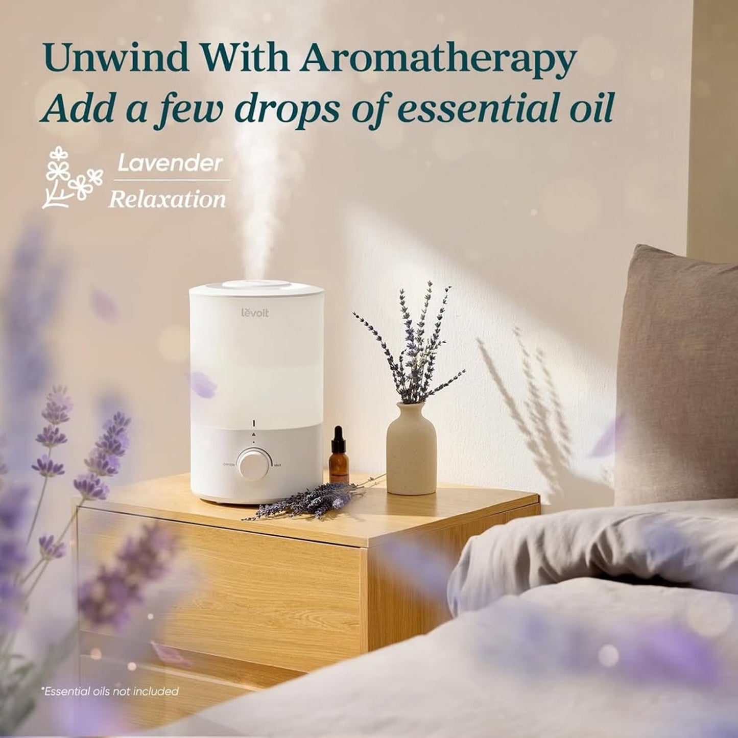 LEVOIT - Humidifiers For Bedroom - Quiet (3L Water Tank) - Cool Mist/Top Fill
