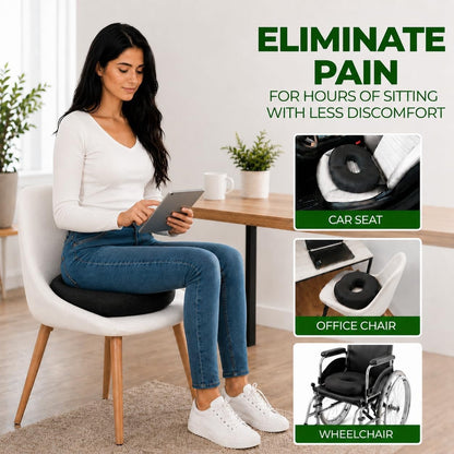 AnboCare Donut Gel Sitting Pillow-Orthopedic Memory Foam For Tailbone Pain-BLACK