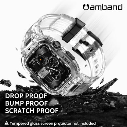 AmBand Bands Case Compatible With Apple Watch Series 11/10 46mm For Men- Clear