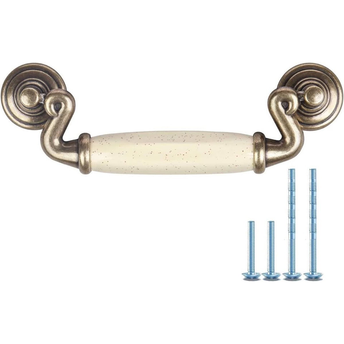 MuDuJia 4 Pack 4 1/2" Drop Handle Ceramic Drawer Pull Antique Bronze Dresser
