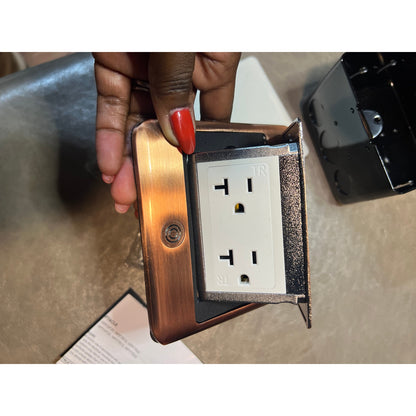 Vagueior Pop-Up Floor Box Kit, Waterproof Electrical Outlet Cover Box, Bronze.