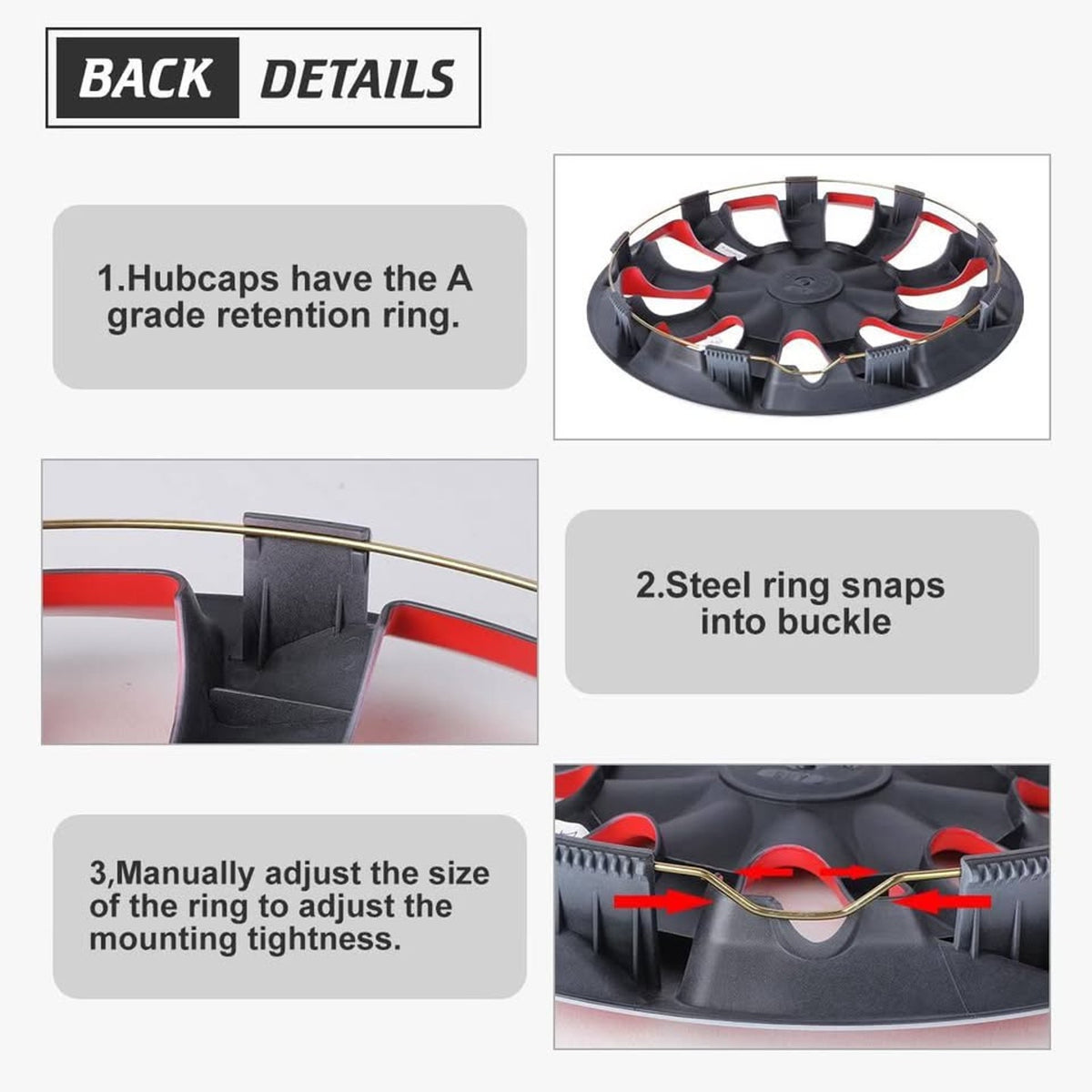 I1MOTOR Hubcaps 17'', Wheel Rim Cover Universal R17 Hub Caps, Snap On Car Pickup