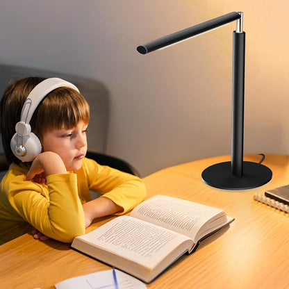 Metal LED Desk Lamp, 16" Dimmable Desk Light with Base, 15W 1200LM, Adapt, Black