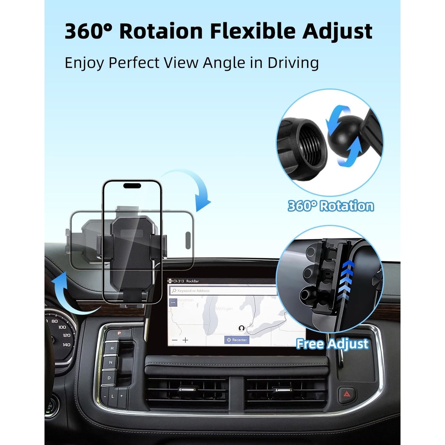 PZK Car Phone Mount For 2021-2024 Chevy Tahoe/Suburban/GMC Yukon/Yukon XL