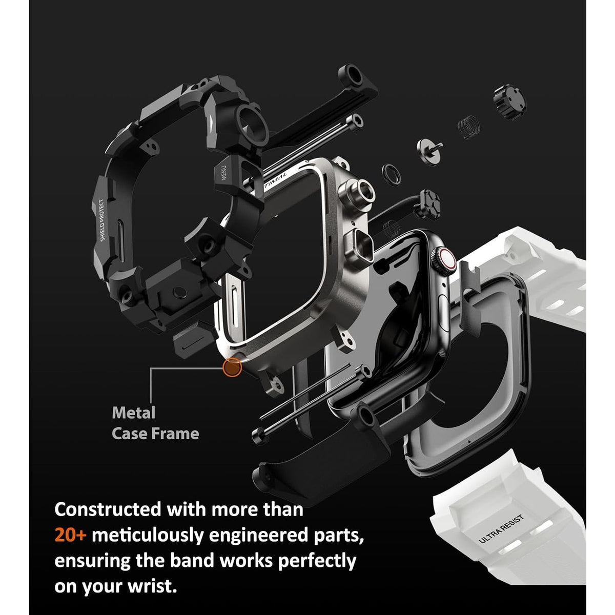 ULTIMAL Rugged Case with Band for Apple Watch Band 45mm,Compatible-45mm,White