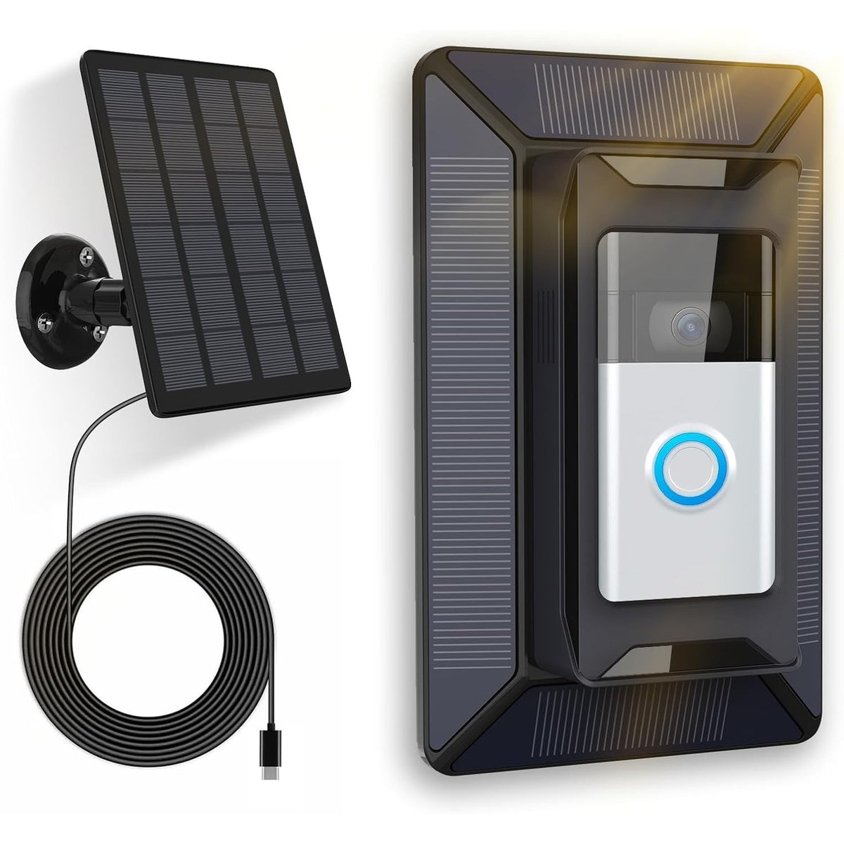 Solar Charger For Ring Doorbell, 2-In-1 With Mount Stand, Compatible With Ring