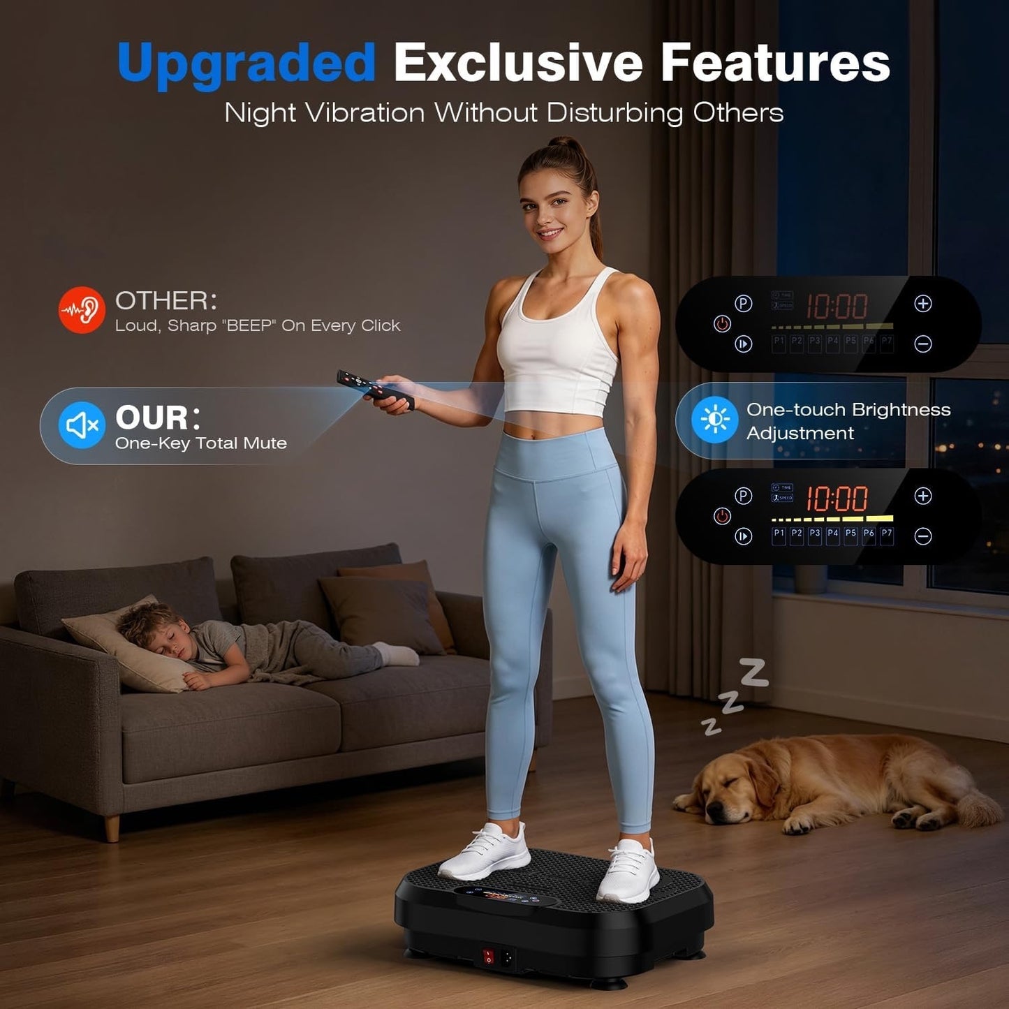 Taevno Vibration Plate Exercise Machine, 450Lbs Capacity 199 Speeds, Black