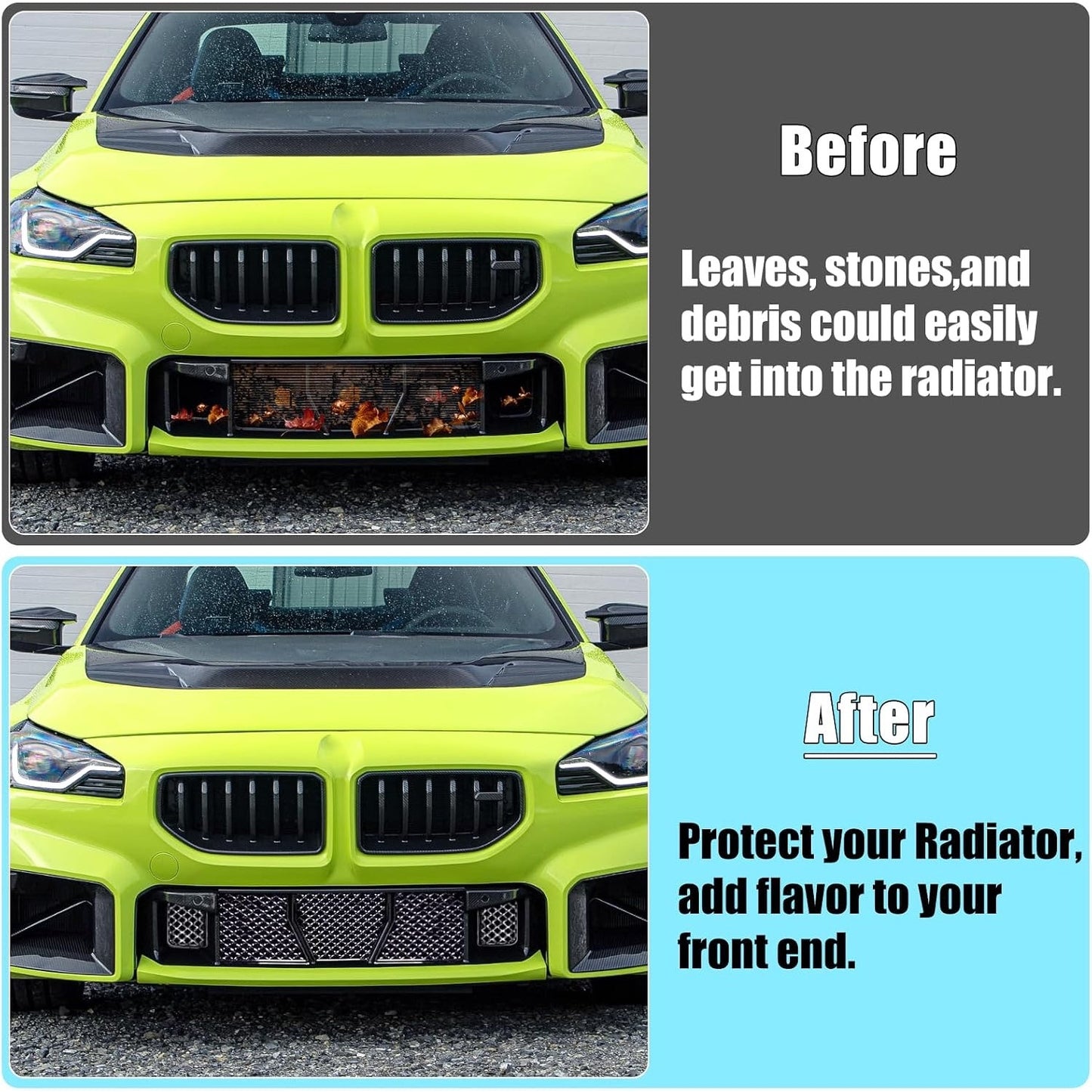 Jaronx Compatible With BMW M2 Front Bumper Lower Grille Mesh Guard(Glossy Black)
