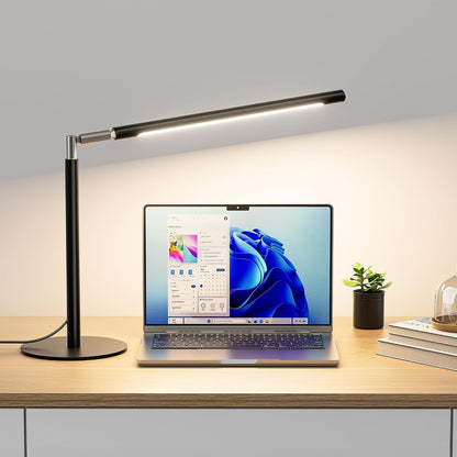Metal LED Desk Lamp, 16" Dimmable Desk Light with Base, 15W 1200LM, Adapt, Black