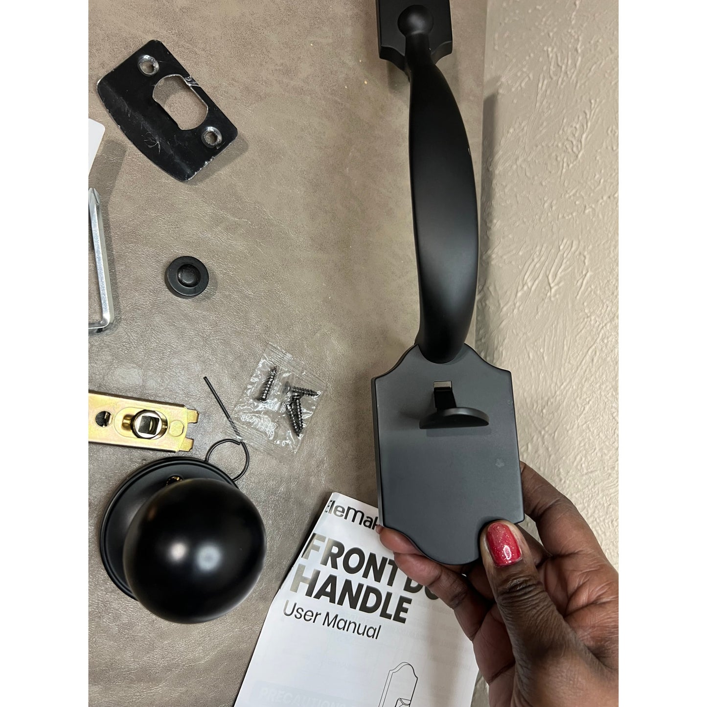Motovecor Front Door Handleset, Entry Door Handle Set With Cove Knob,Matte Black