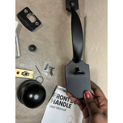 Motovecor Front Door Handleset, Entry Door Handle Set With Cove Knob,Matte Black