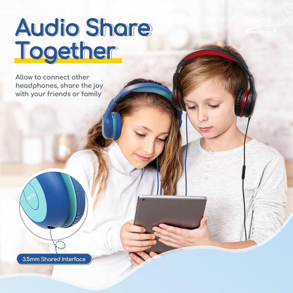 EarFun Kids Headphones Wired With Microphone, 85/94dB Volume Limit Headphon-Blue