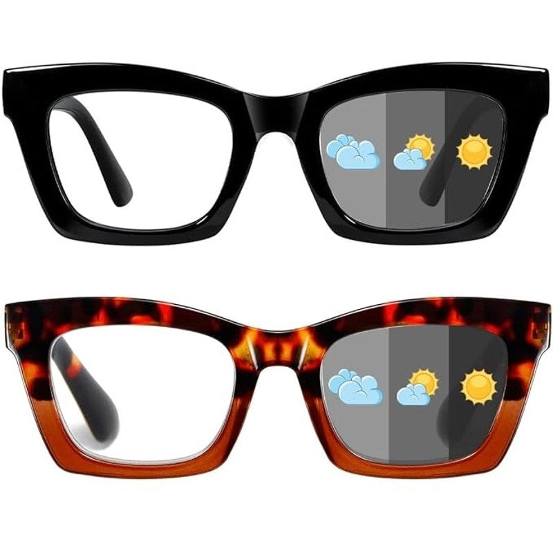 Hubeye Progressive Reading Glasses For Women 2 pair(Black+Hawksbill Turtle,1.75)