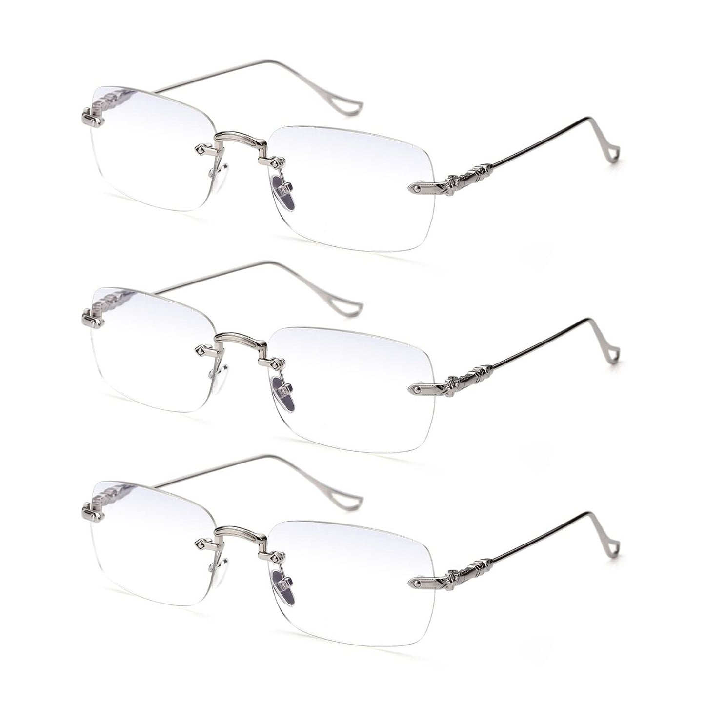 TERAISE 3Packs Frameless Metal Reading Glasses For Men/Women Blue Light Blocking