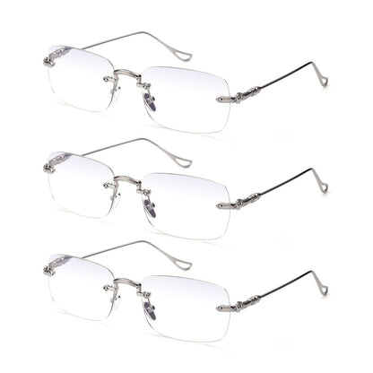 TERAISE 3Packs Frameless Metal Reading Glasses For Men/Women Blue Light Blocking