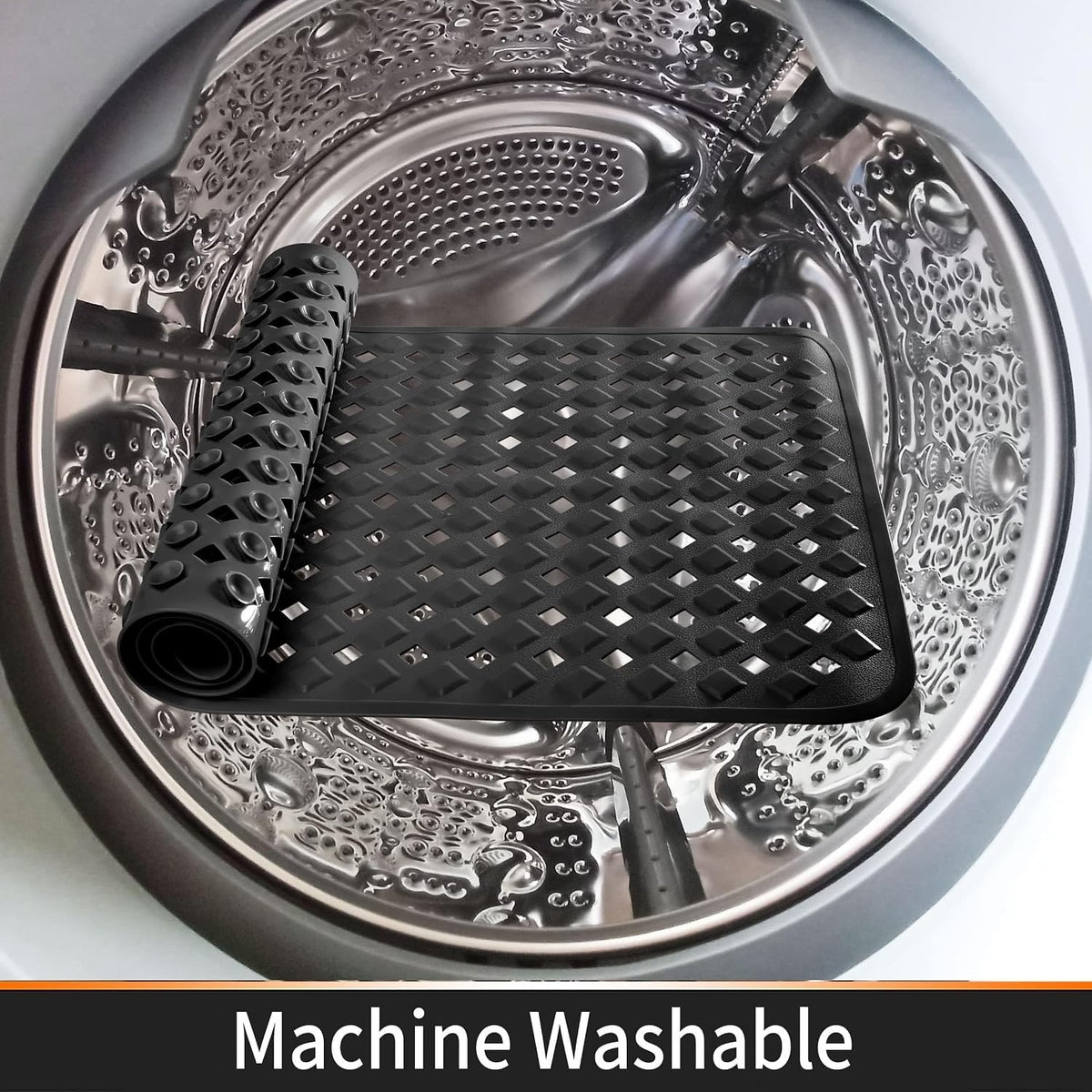 Yimobra Square Shower Mat Non Slip, Super Strong Suction Cups, 21"X21",Black