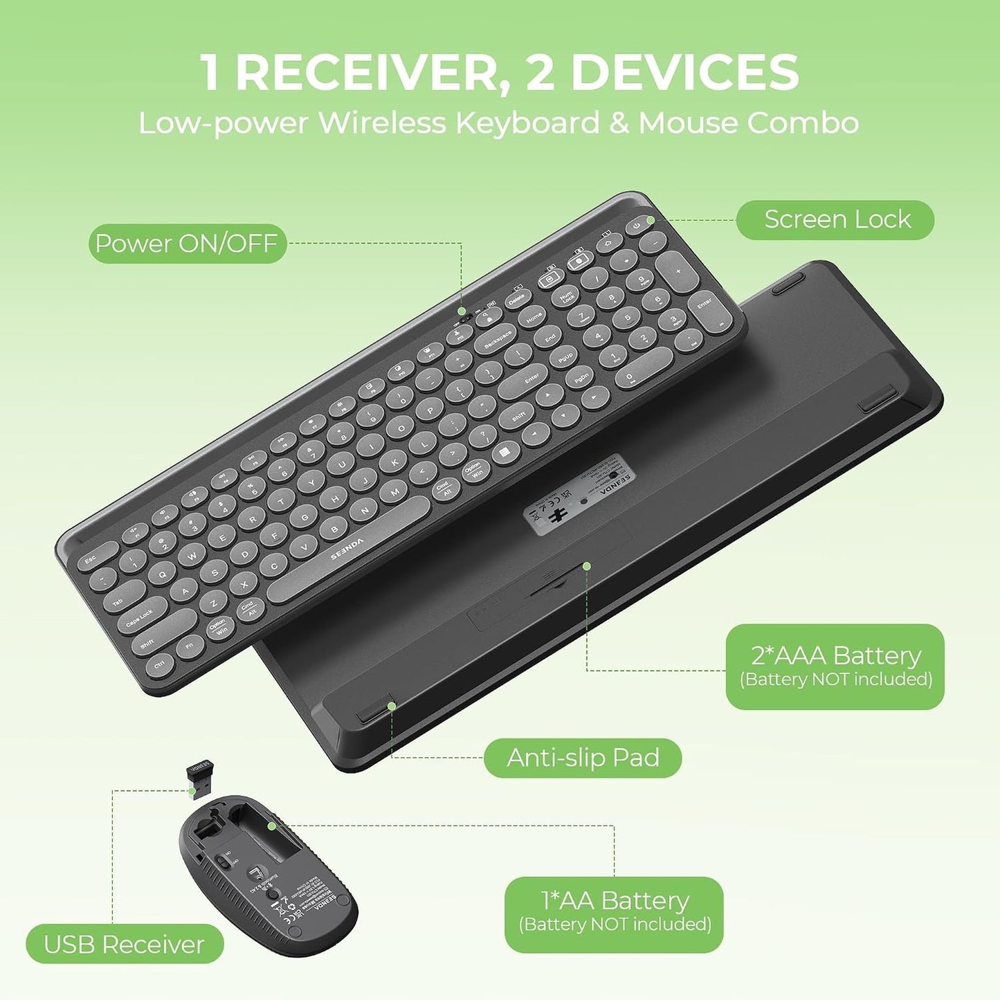 Seenda Bluetooth Keyboard And Mouse For IPad, CTU-301 Wireless Multi-Black