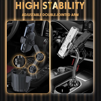Phone Holders For Your Car, 2 In 1 Universal Cup Holder ExpanderAdjustable-Black