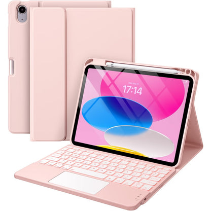 Harvopu For IPad A16 11th/10th Gen Keyboard Case Folio Cover,Pink