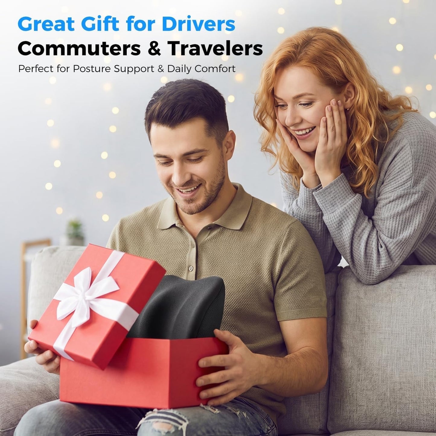 Lumbar Support Pillow For Car, Memory Foam Back Cushion For Lower Back Pain Relief, Ergonomic Car Seat Support With Breathable Airflow Channels For Driving, Office Chair, Wheelchair.