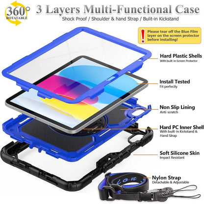 SEYMAC Stock Case For IPad (A16) 11th/10th Generation 11''/10.9'',Blue+Black