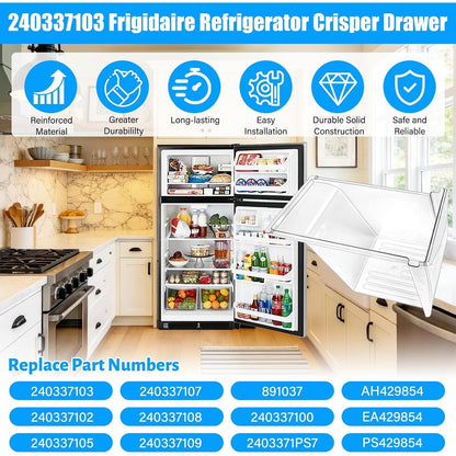 [2 PACK] Upgraded 240337103 Refrigerator Crisper Drawers Bins CompatibleFrigidai