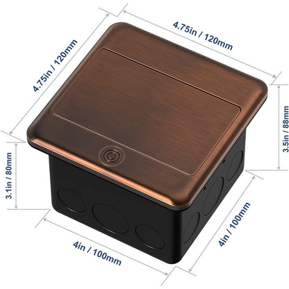 Vagueior Pop-Up Floor Box Kit, Waterproof Electrical Outlet Cover Box, Bronze.