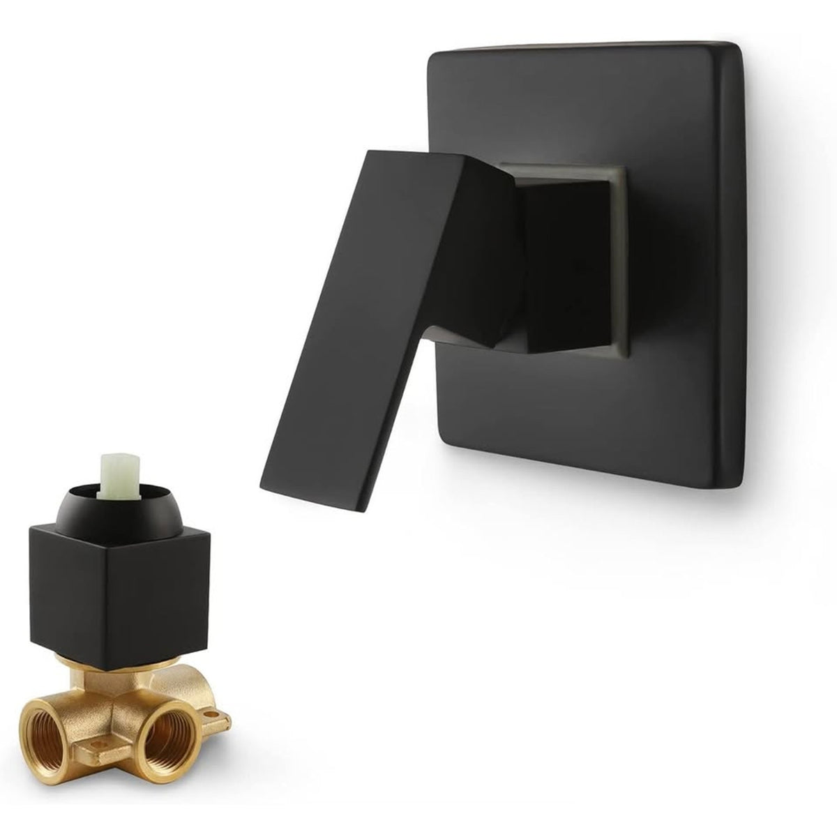 SKOWLL Bathroom Shower Valve Single Function Shower Mixer Valve, Wall-Black