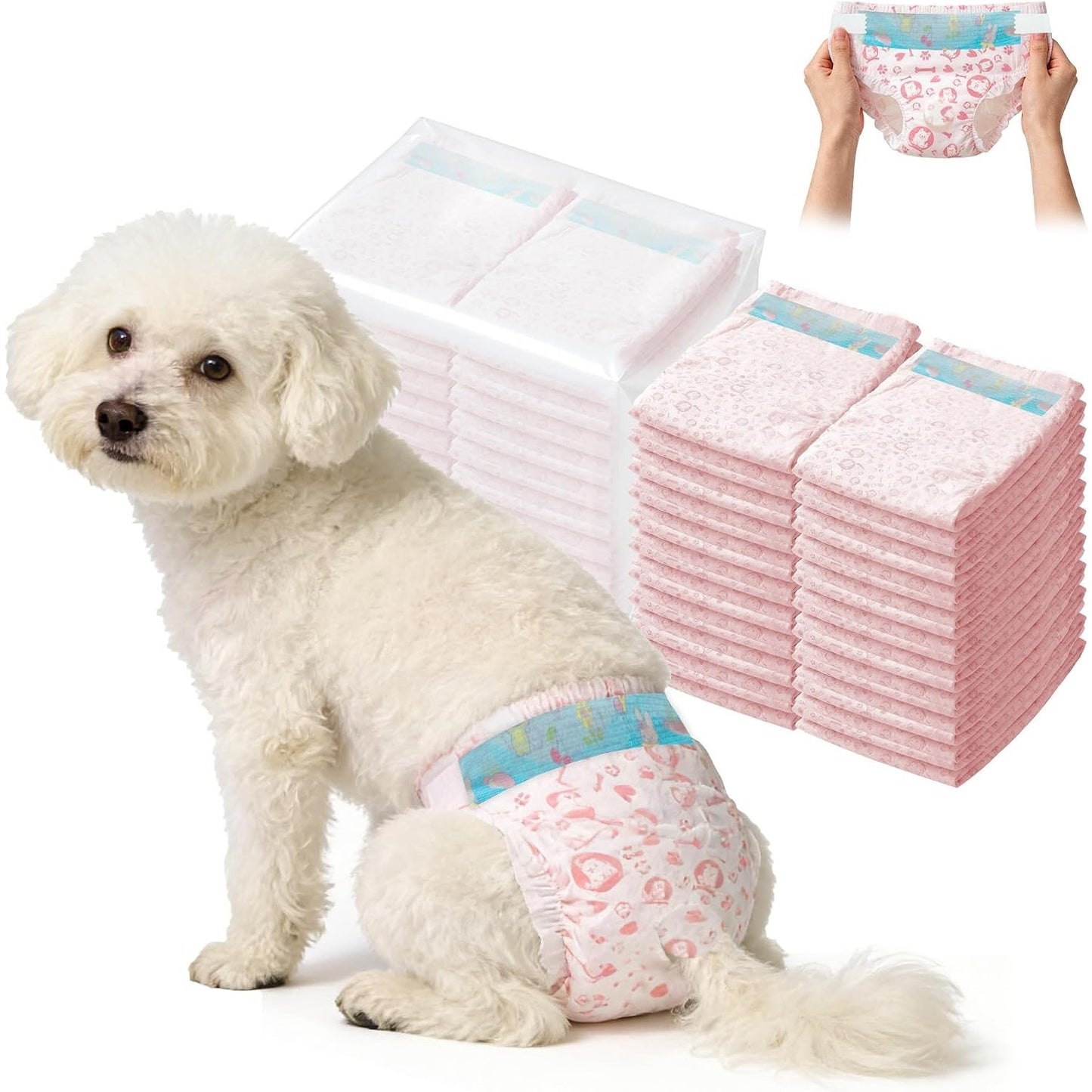 Female Dog Diapers,Disposable Dog Diapers,90-100 Count,Medium,Super Absorbent Leak-Proof Diapers For Dogs In Heat,Excitable Urination,Or Incontinence
