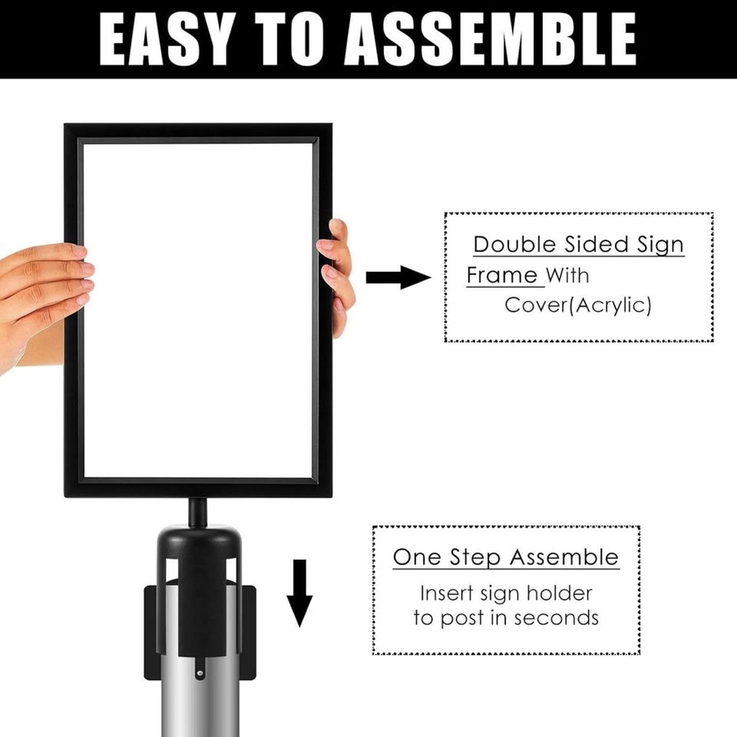 Jecery 1 Pc Stanchion Sign Holder Frame Portrait Top Stand Poster Display