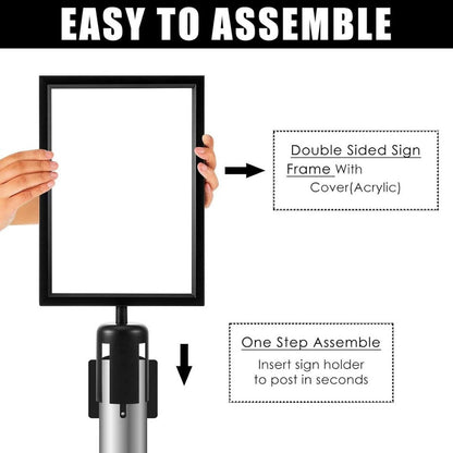 Jecery 1 Pc Stanchion Sign Holder Frame Portrait Top Stand Poster Display