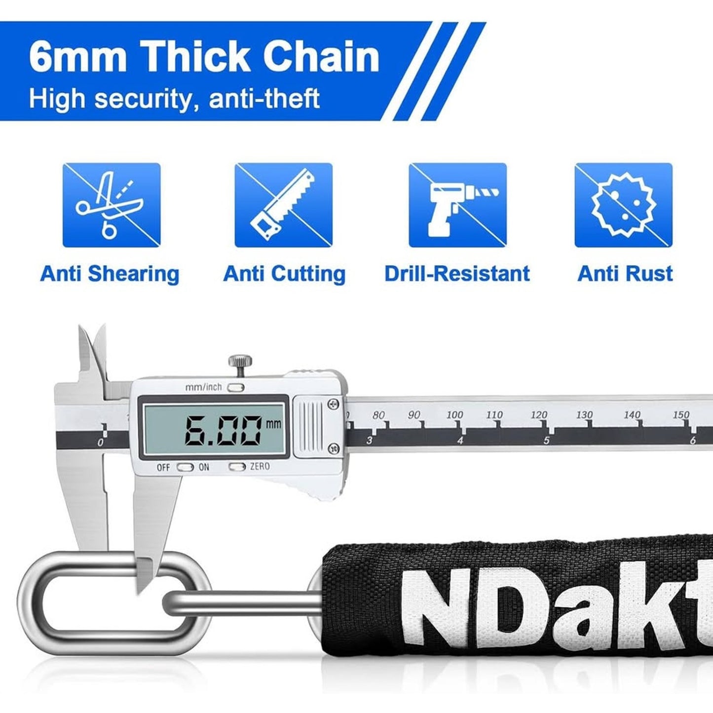 NDakter Bike Chain Lock, 5 Digit Combination Heavy Duty Anti Theft Bicycle-Black