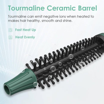 BANGMENG Mini Thermal Round Brush, 0.35 Inch Barrel Volume Heat Styling Brush For Men And Women Short Thin Curly Straight Hair, Heated Curling Iron,12 Temperature Setting (0.95 Inch With Bristles)