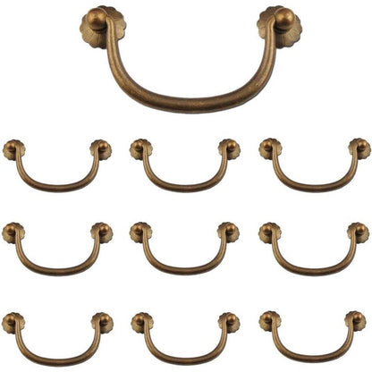 Txinmin 10 Pack Traditional Bail Cabinet Hardware Handle Pull Antique Brass