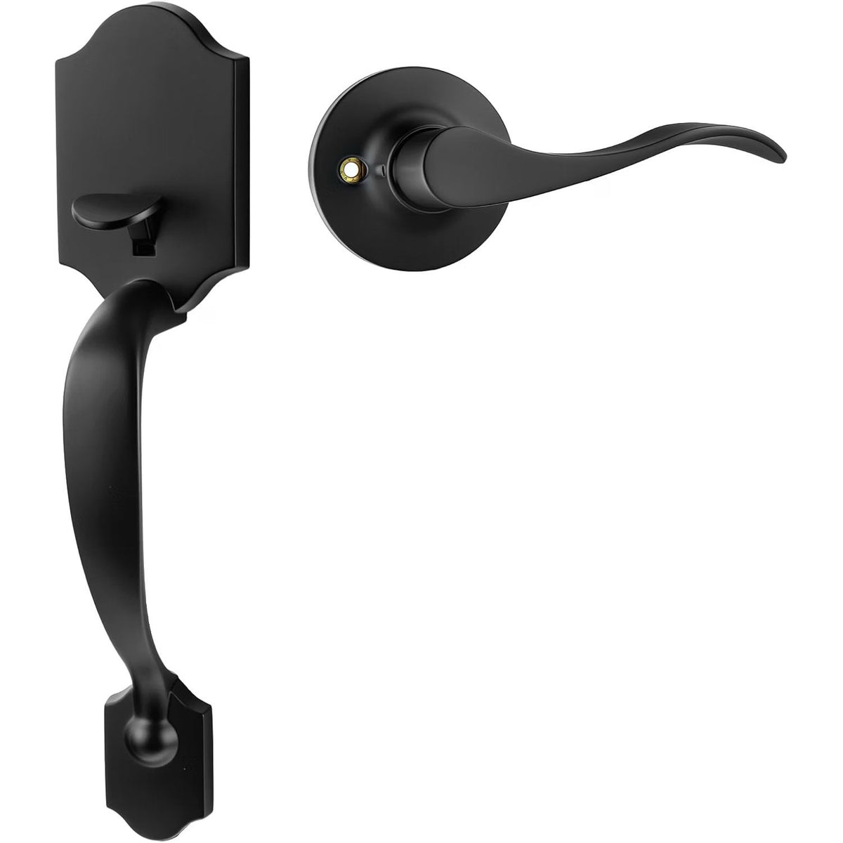 Goldenwarm Front Door Handle, Matte Black Door Handle Exterior No Lock