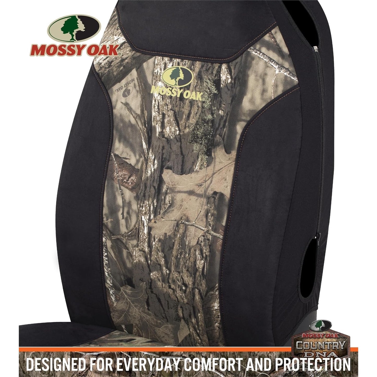 Mossy Oak High Back Camo Seat Covers, Airbag Compatible, Large Size To Fit Truck Seats - Made With Cotton & Suede Fabric - Official Licensed Product.